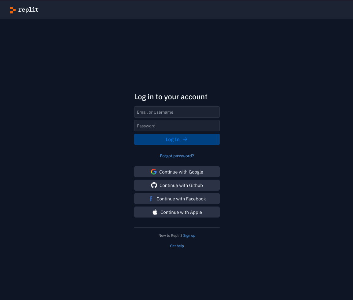 login page